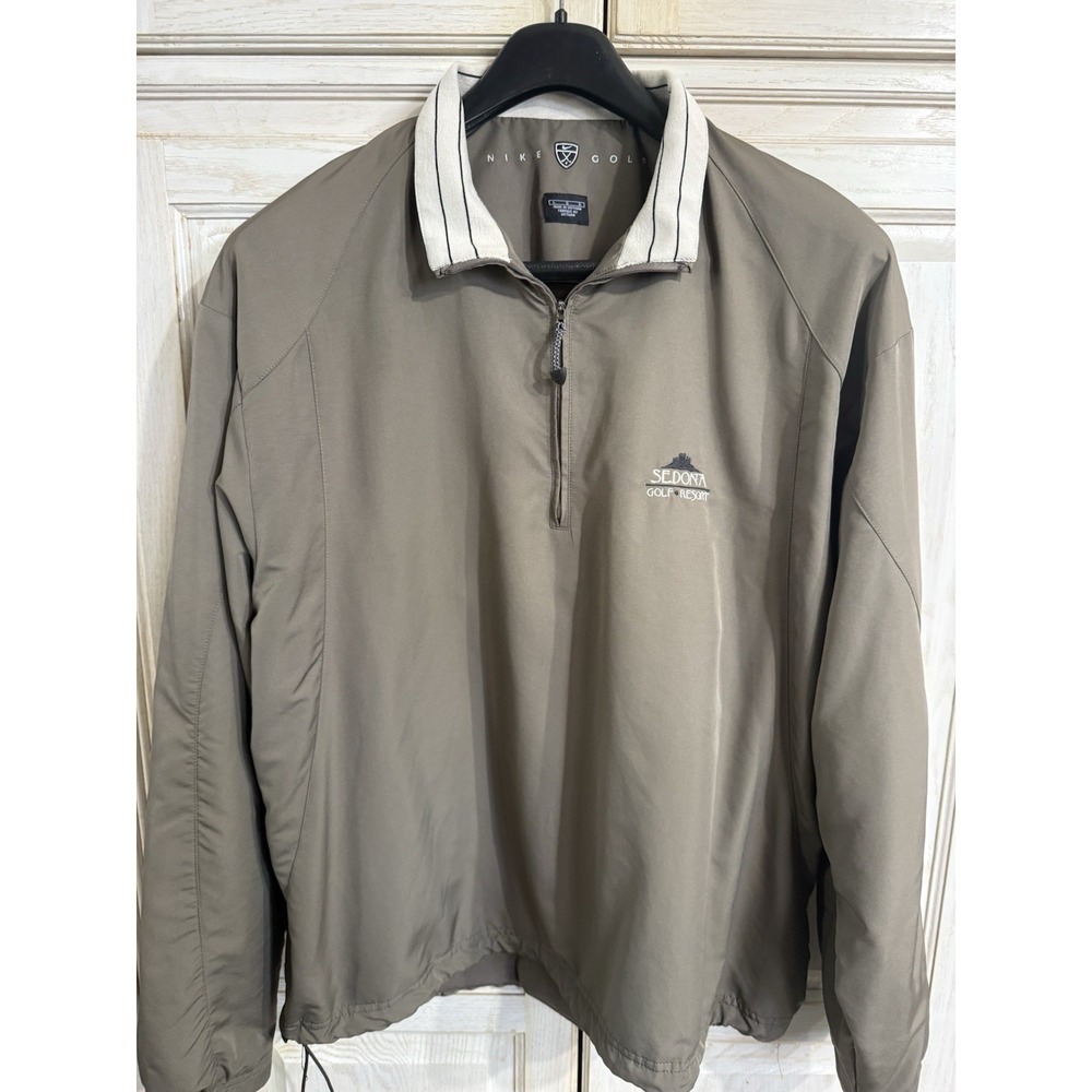 Nike Golf Jacket Men L Brown 1/4 Zip Windbreaker Pullover Sedona Golf Resort*